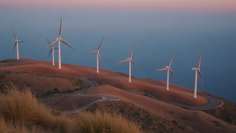 Verbund, Arnavutluk'un ilk rüzgar santrali Spille için elektrik alım anlaşması imzaladı; ticari işletme 2028'in ilk çeyreğinde planlanıyor — temsilî görsel (yapay zekâ ile üretilmiştir)